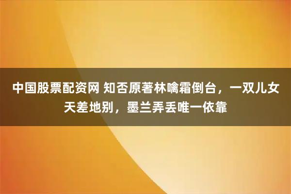 中国股票配资网 知否原著林噙霜倒台,一双儿女天差地别,墨兰弄丢唯一依靠
