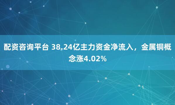 配资咨询平台 38.24亿主力资金净流入，金属铜概念涨4.02%